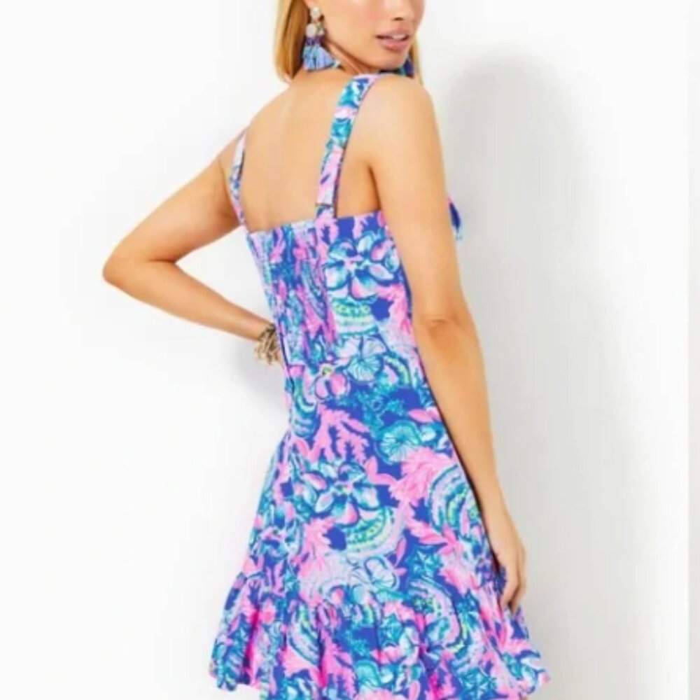 NWT Womens Lilly Pulitzer Rocko Dress Romper Blue Tang Sitting Seaside size 10 - Picture 2 of 7